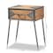Baxton Studio Laurel Rustic Antique Grey Metal and Whitewashed Oak Brown Finished Wood 1-Drawer Nightstand 182-11738-Zoro - alternate 8